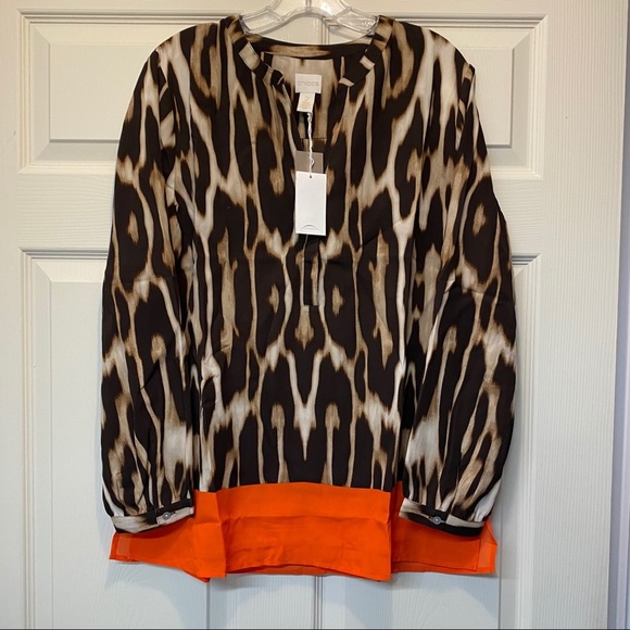 Chico's Chic Ocelot Lola Top Shirt Blouse Animal - Picture 6 of 9
